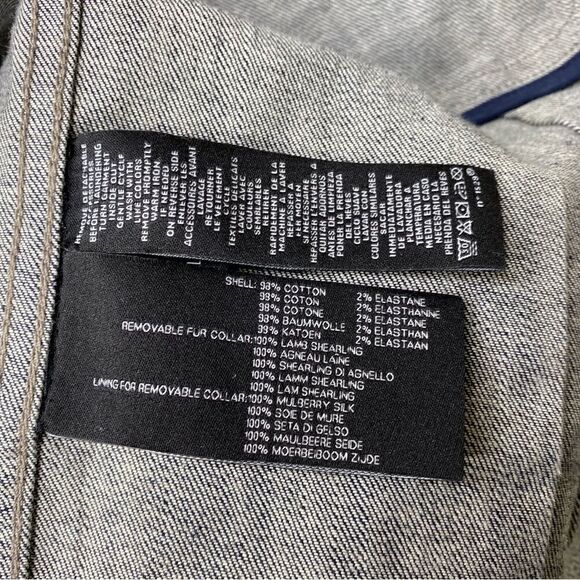 Ralph Lauren Black Label Denim Shearling Trimmed Metallic Coated Trucker Jacket - Picture 14 of 16